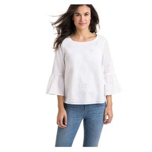 Vineyard Vines White Eyelet Bell Sleeve Top